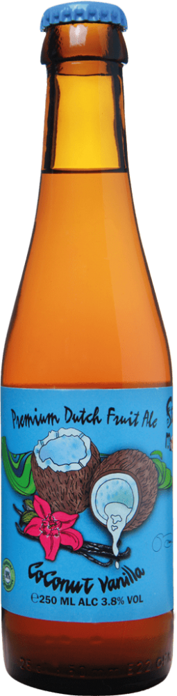 A bottle of Coconut & Vanilla beer.