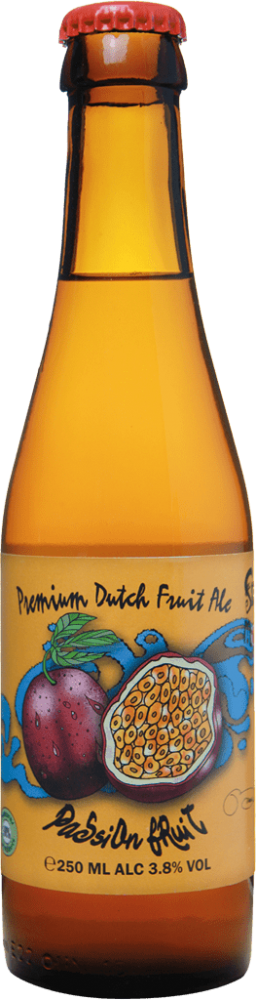 A bottle of Passion Fruit beer.